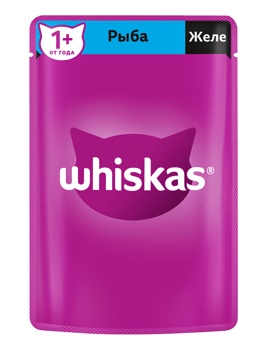 Влажный корм WHISKAS® для кошек, желе с рыбой, 75г