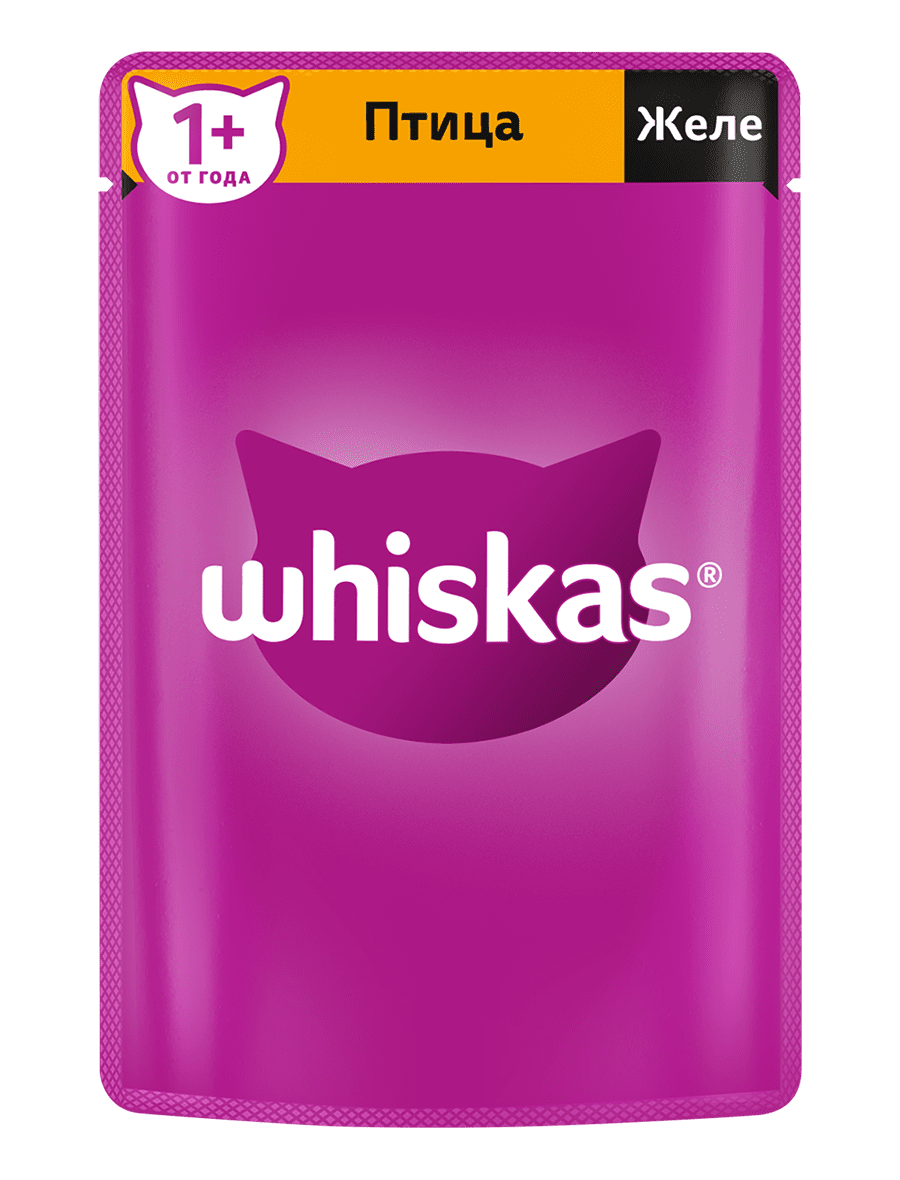 Влажный корм WHISKAS® для кошек, желе с домашней птицей, 75г