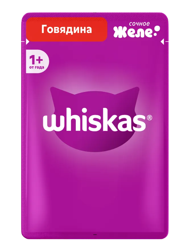 Упаковка: WHISKAS — Влажный корм Whiskas® для кошек, желе с говядиной, 75г